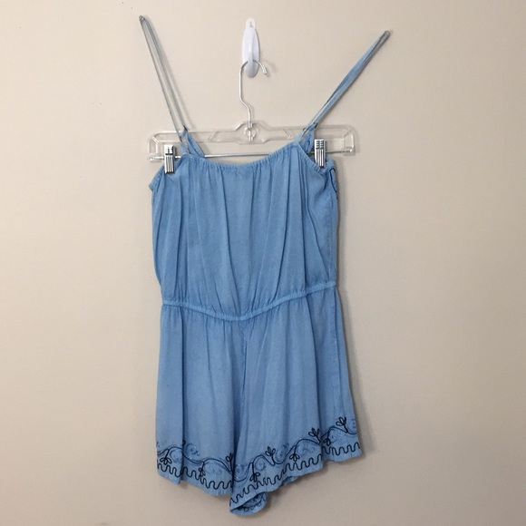 BE L Juniors LightBlue/Navy Romper Adj. Straps - Picture 2 of 5